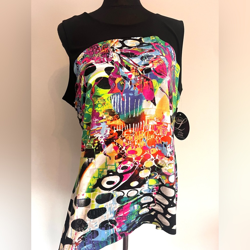 Nwt Libra Colorful Abstract Women's Top Plus Size
